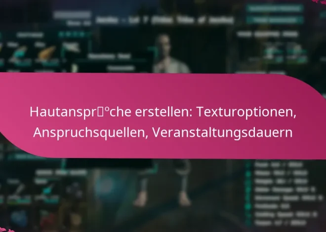Hautansprüche erstellen: Texturoptionen, Anspruchsquellen, Veranstaltungsdauern