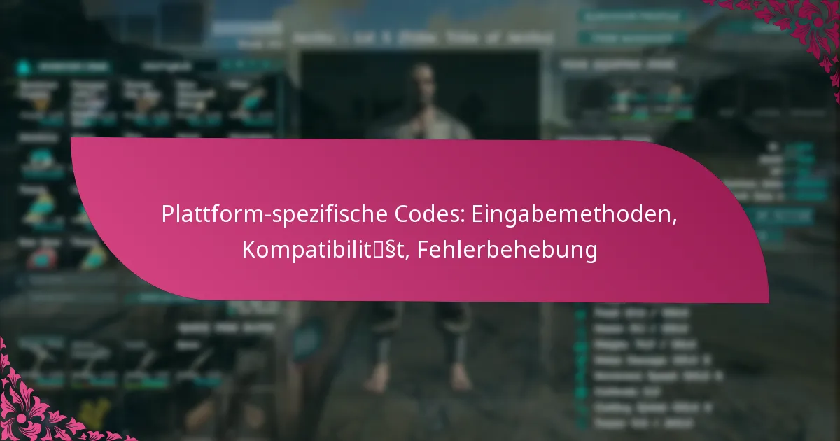 Plattform-spezifische Codes: Eingabemethoden, Kompatibilität, Fehlerbehebung