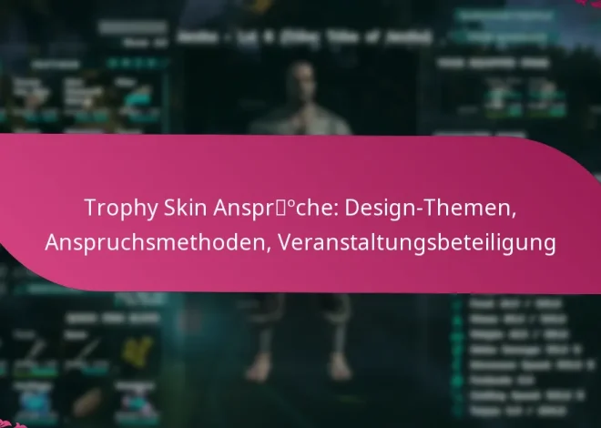 Trophy Skin Ansprüche: Design-Themen, Anspruchsmethoden, Veranstaltungsbeteiligung
