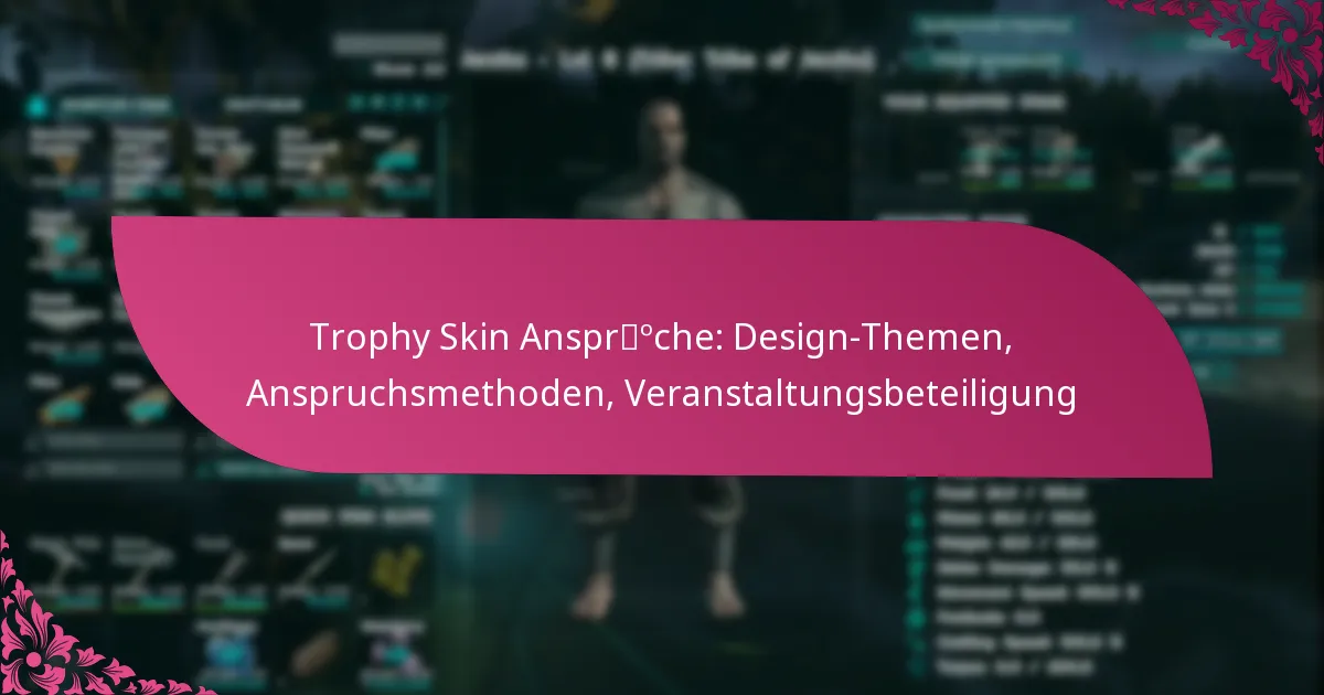 Trophy Skin Ansprüche: Design-Themen, Anspruchsmethoden, Veranstaltungsbeteiligung